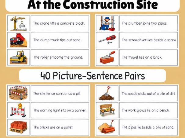 At the Construction Site | First Sentences | Grades 1-2
