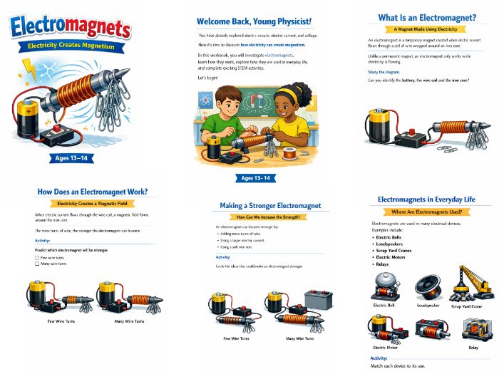 Electromagnets KS3 Electricity Activities, Physics Worksheets & Printable PDF