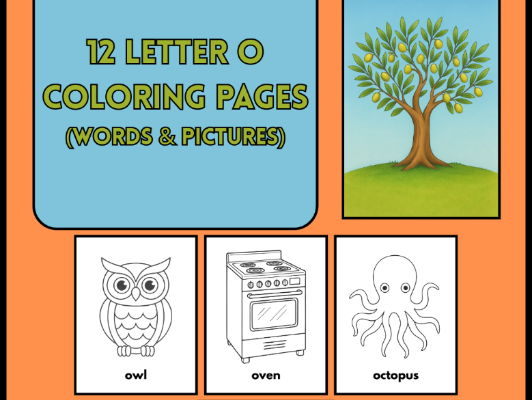 12 Letter O Coloring Pages Words & Pictures