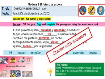 AQA 2026 Spanish M8 U1 Sueños y Esperanzas- 3 Lessons
