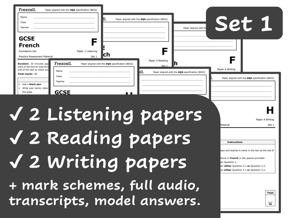 AQA GCSE French (2026) – Foundation & Higher Practice Paper Pack (Set 1)
