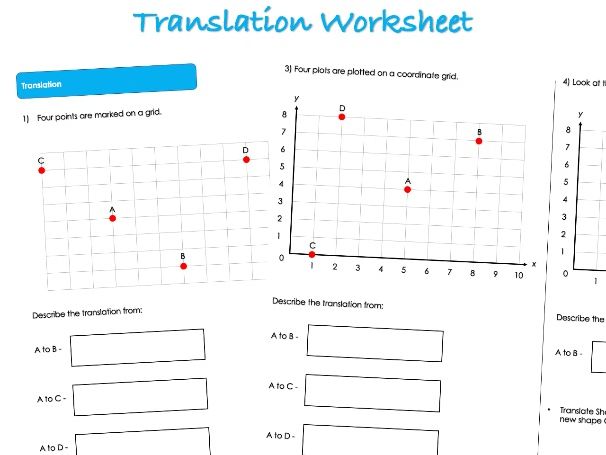 Position and Direction Worksheet - Translation
