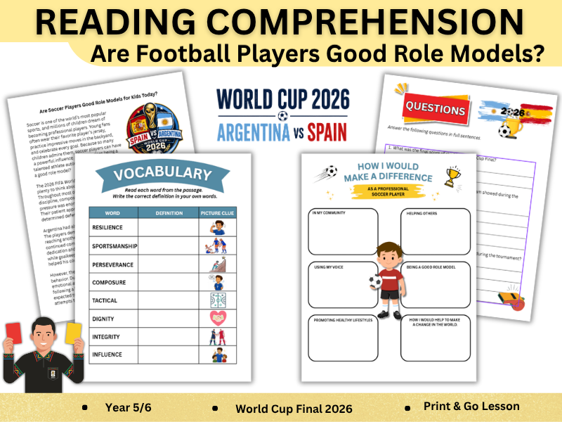 2026 World Cup Final Reading Comprehension | Spain vs Argentina  | Year 5/6