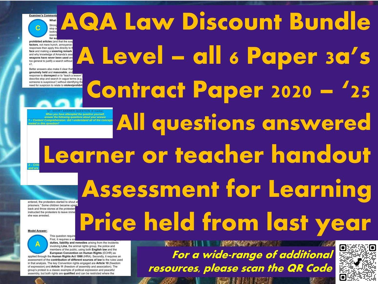 AQA: A Level LAW - MODEL ANSWERS (FULL PAPER 3a (CONTRACT) from 2020 - 2025) - DISCOUNT BUNDLE