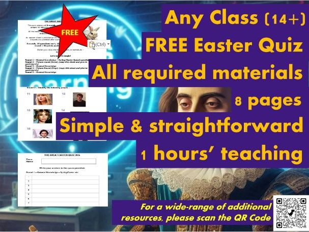 FREE - The Great Easter Quiz 2026 - 50 questions - Simple, no other resources required