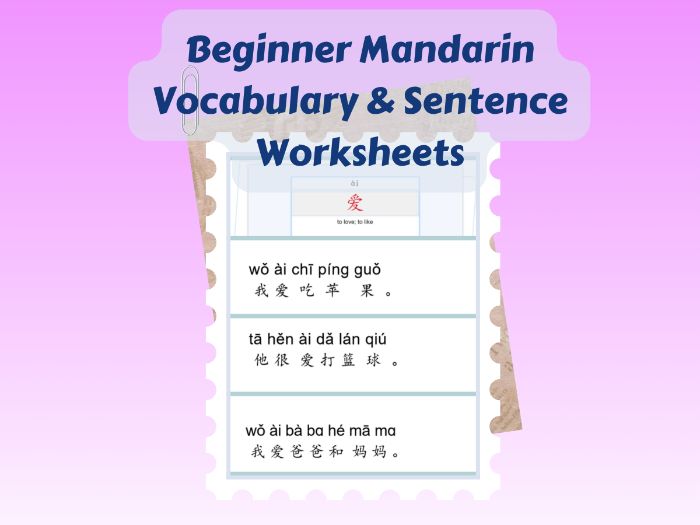 Mandarin Chinese Basic Vocabulary and Sentence Practice