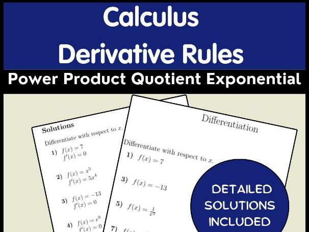 Calculus Derivative Rules: Power Product Quotient Exponential