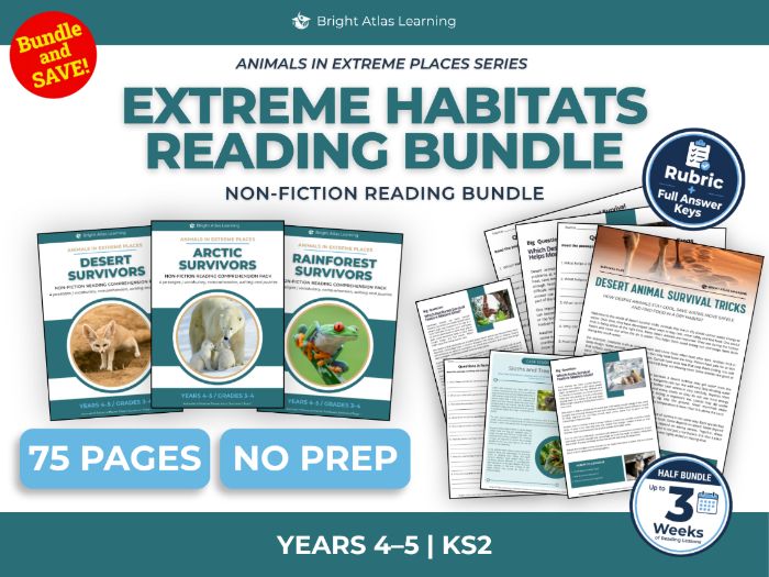 Desert, Arctic and Rainforest Animals Reading Bundle | KS2 Years 4–5