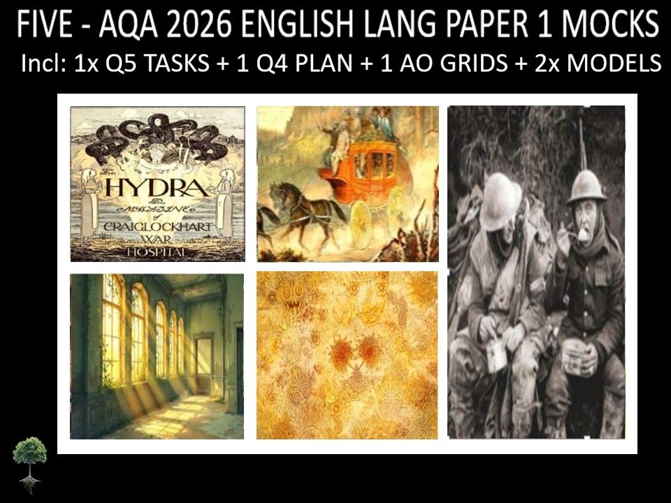 FIVE - AQA PAPER 1 | 2026 FULL MOCKS | Q5 TASKS | Q4 PLAN |AO GRIDS | MODELS