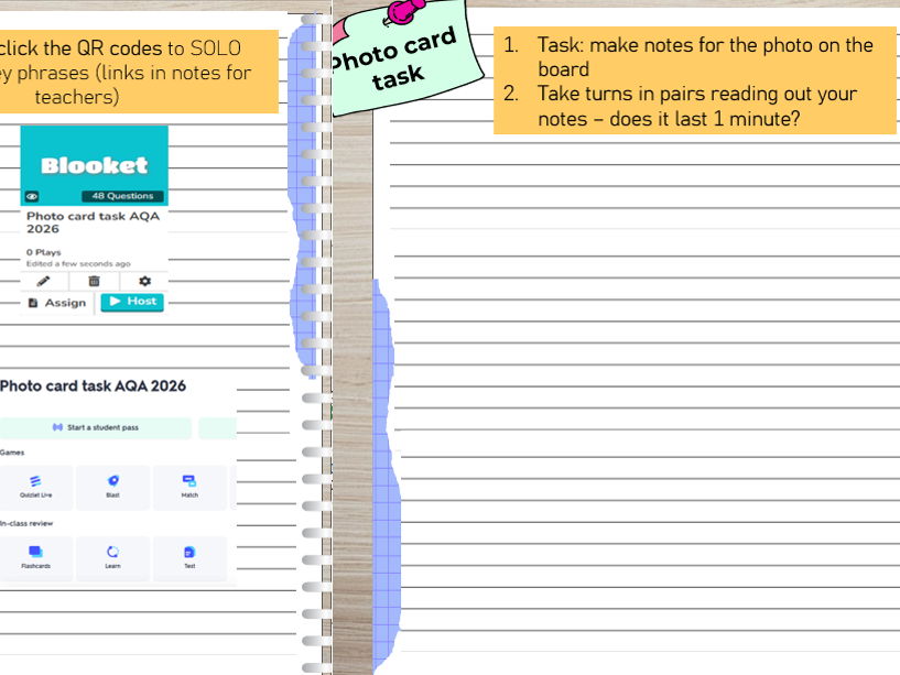 GCSE Spanish Photo card task 2026 AQA