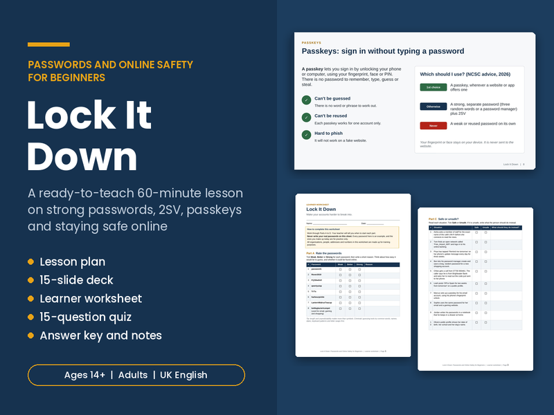 Passwords and Online Safety Lesson for Beginners – Lock It Down