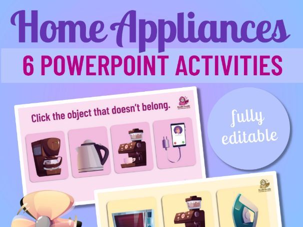 Home Appliances: 6 Interactive PPT Games (40 Words)