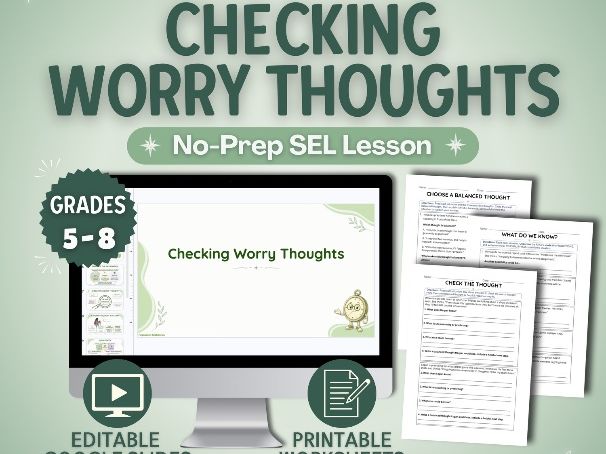Worry Management & Balanced Thinking | Middle School SEL Lesson & Worksheets