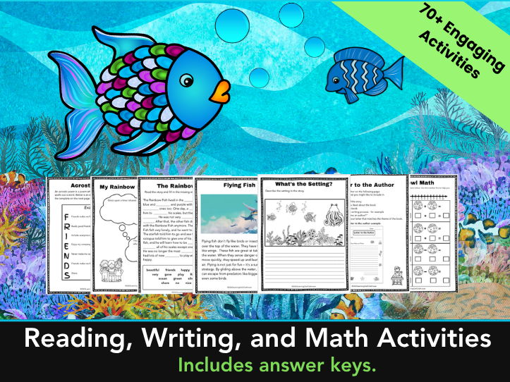 KS1 English The Rainbow Fish Activities | 70+ Worksheets | Reading, Writing, Maths & PSHE | No Prep