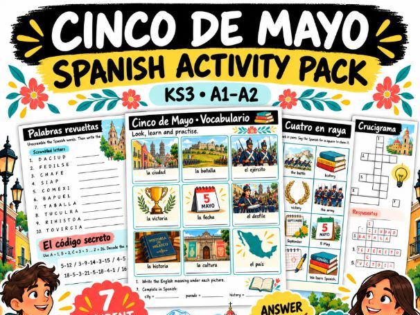 Cinco de Mayo Spanish Activity Pack | KS3 Worksheets & Games