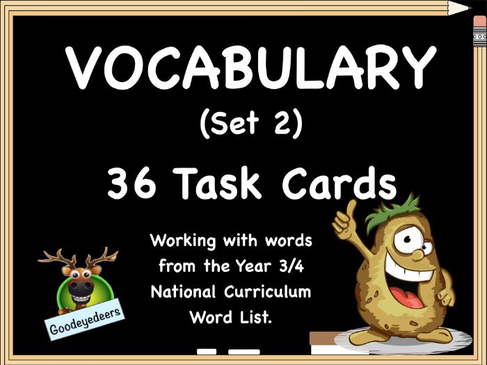 Vocabulary Challenge Cards Year 3/4 Word List (Set 2) Teaching