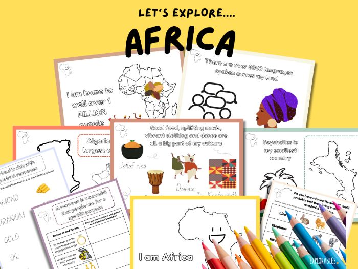 Let's Explore Africa Activity Pack Worksheets About Africa Kids Geography Lesson Continent