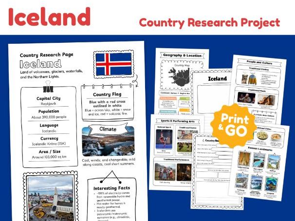 Iceland Country Study Worksheets | 14 Pages