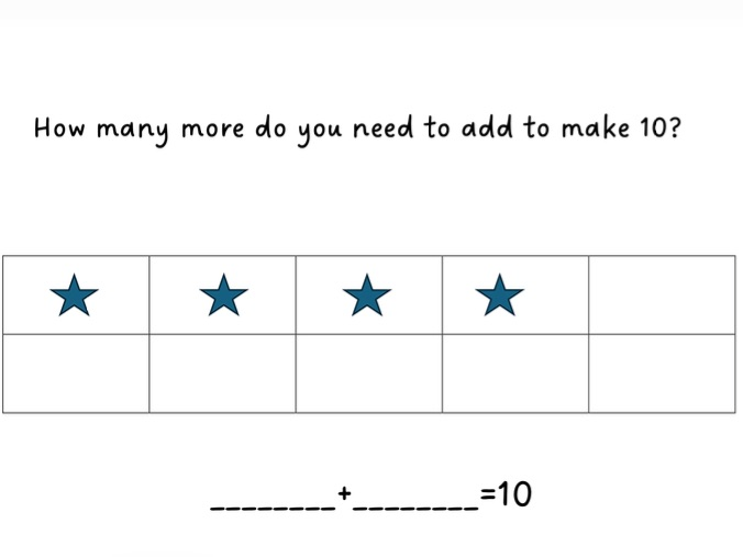 Number bonds to 10- addition version
