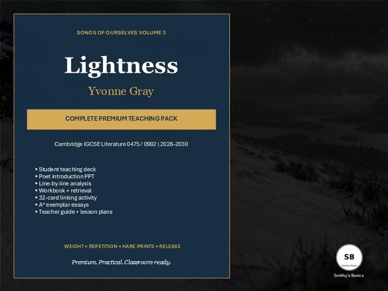 Lightness – Yvonne Gray | Cambridge IGCSE 0475/0992 Complete Teaching Pack | Songs of Ourselves Volu