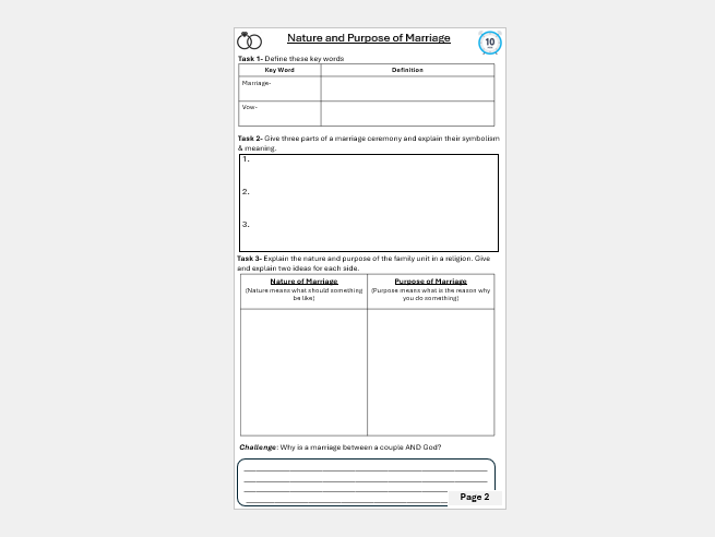Relationship & Families Homework Booklet AQA