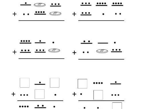 Mayan addition and missing number problems