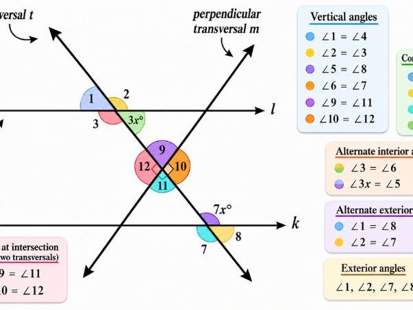 AQA GCSE Mathematics Geometry and Angle Reasoning Angle Addition, Angle Bisectors, Parallel Lines an