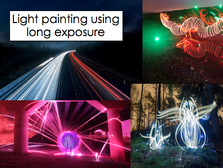 Light painting using long exposure