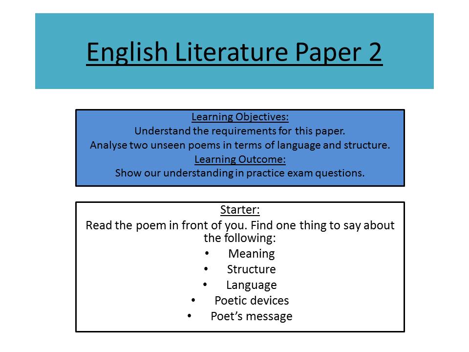 AQA English Literature Paper 2 Unseen poetry practice