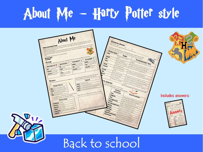 About Me - Harry Potter Inspired Back to School Worksheet 🪄