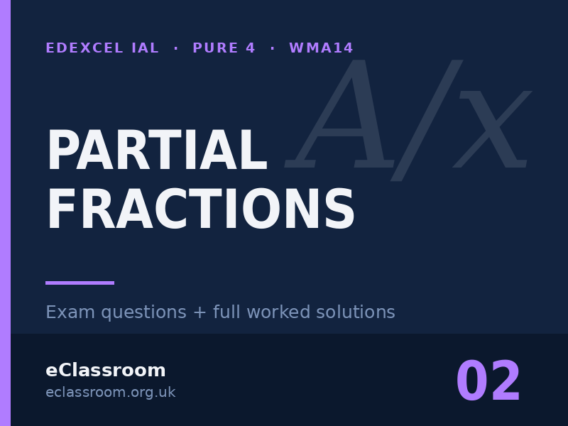IAL Pure 4 Partial Fractions exam questions