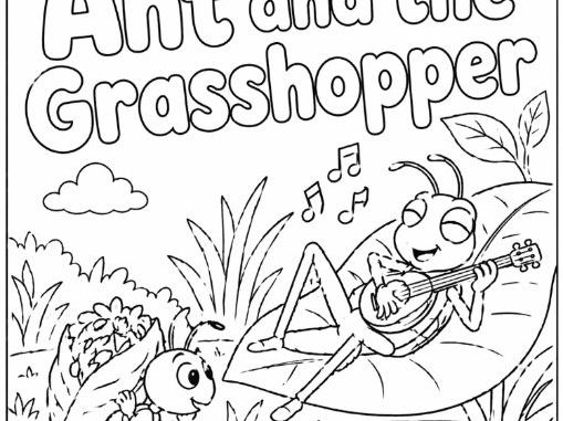 The Ant and the Grasshopper Colouring Page - Aesop's Fables