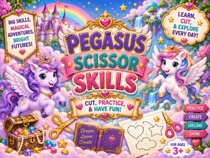 Pegasus Scissor Skills Worksheets | Cutting Practice & Fine Motor Activities | Preschool–Grade 1