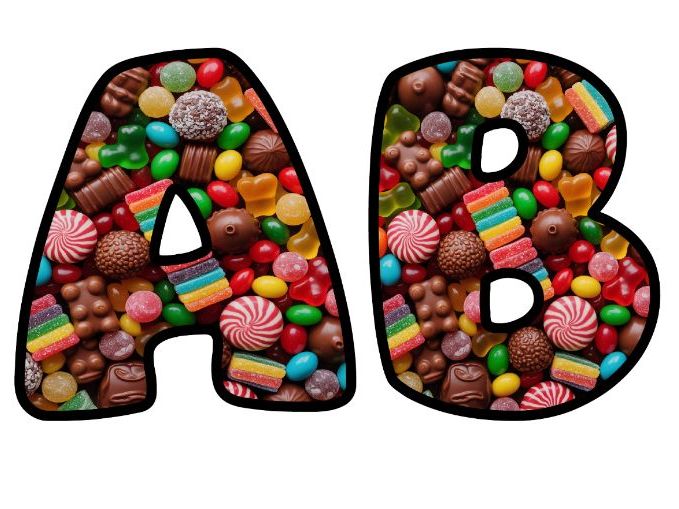 Junk Food Treats Classroom Display | Lettering Set | Upper & Lowercase, 0-9 and Signs