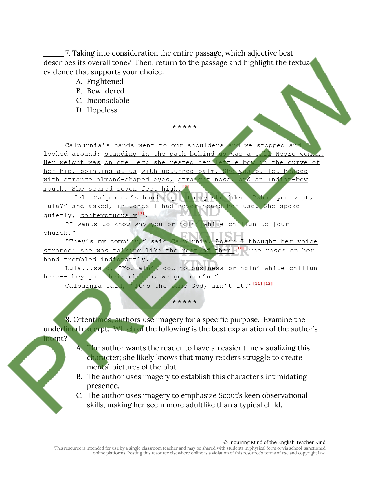 To Kill A Mocking Bird Chapter 12 To Kill a Mockingbird Chapter 12 Close Reading Worksheet | Teaching