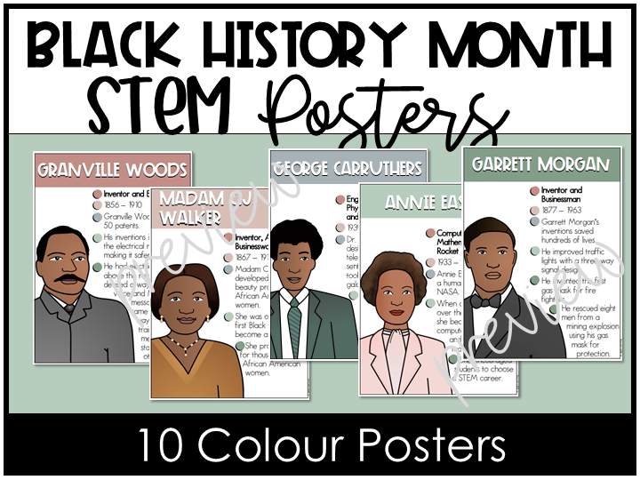 Black History Month Posters STEM Careers African Americans Scientists, Inventors