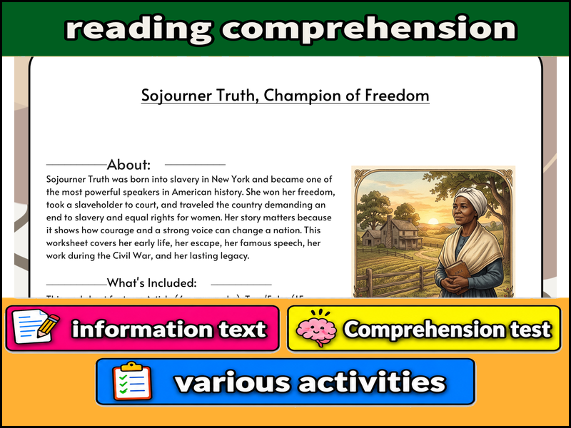 Sojourner Truth, Champion of Freedom  & Comprehension Test