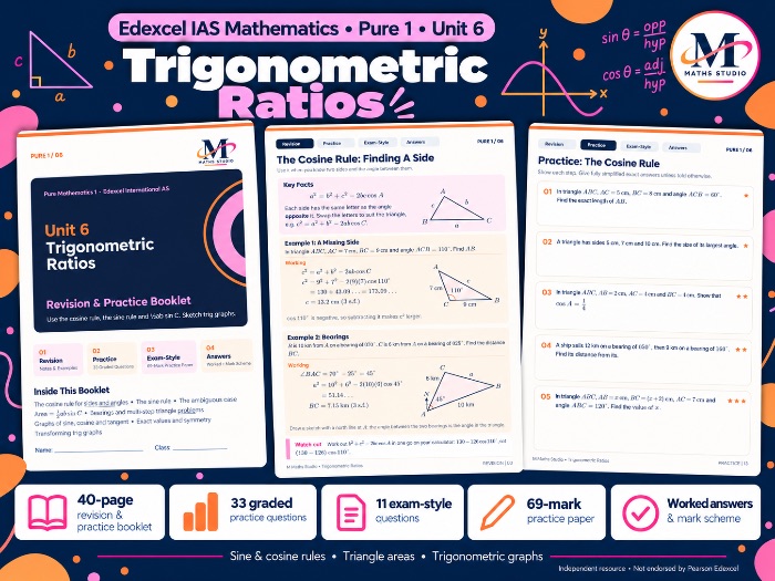 Unit 6: Trigonometric Ratios - Edexcel IAL Pure Maths 1 | Revision Booklet