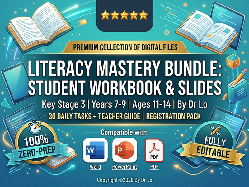 KS3 SPaG Starters | 30 Literacy Tasks, 60 Slides & Answers