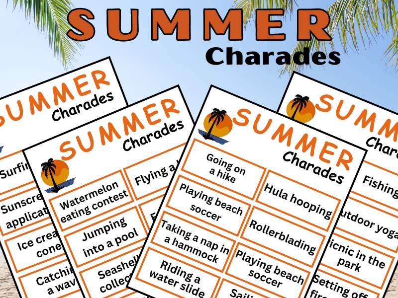 End of The Year Summer Charades Cards Activity - Summer Bucket List Activity