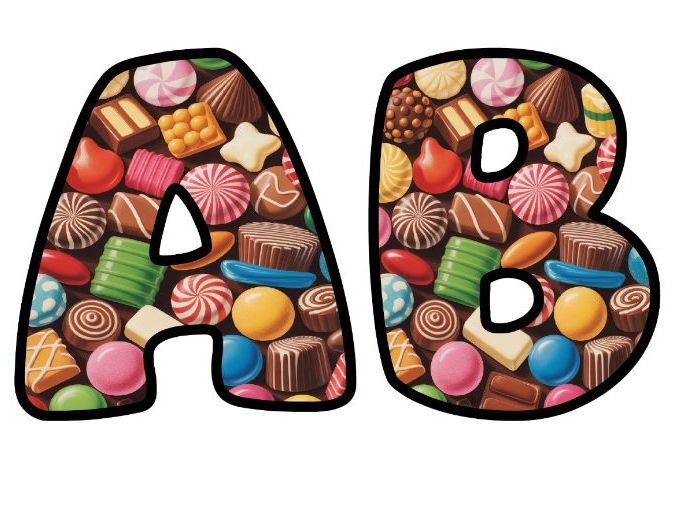 Candy Chocolate Sweet Tasty Classroom Display | Lettering Set | Whole Alphabet A-Z and 0-9