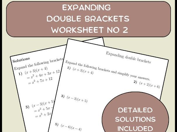 Expanding double brackets worksheet no 2 (with solutions)