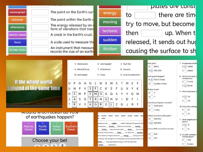 KS2/3 Earthquakes: Worksheets Pack