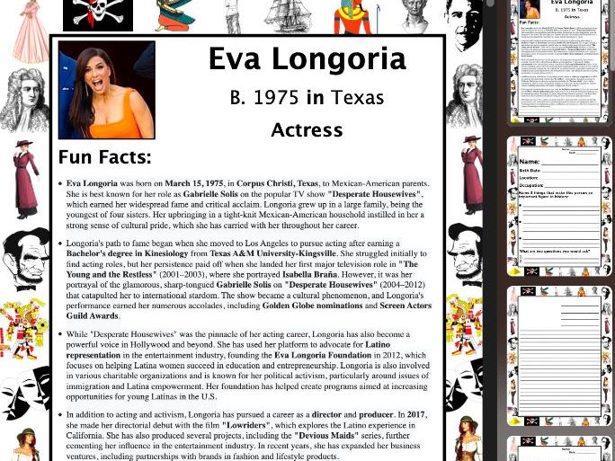Eva Longoria PACKET & ACTIVITIES, Important Historical Figures Series