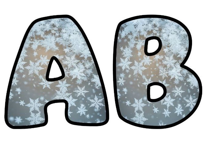 Snowflakes Christmas Ice Classroom Display | Lettering Set | Upper & Lowercase, 0-9 and Signs