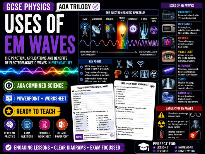 Uses of Electromagnetic Waves | GCSE Physics | AQA Combined Science Trilogy | PowerPoint + Worksheet