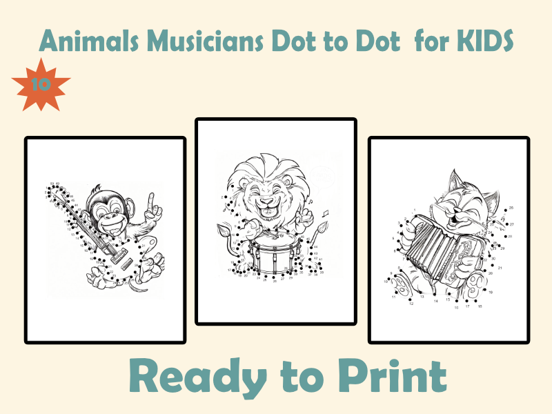 Animals Musicians Dot to Dot for Kids
