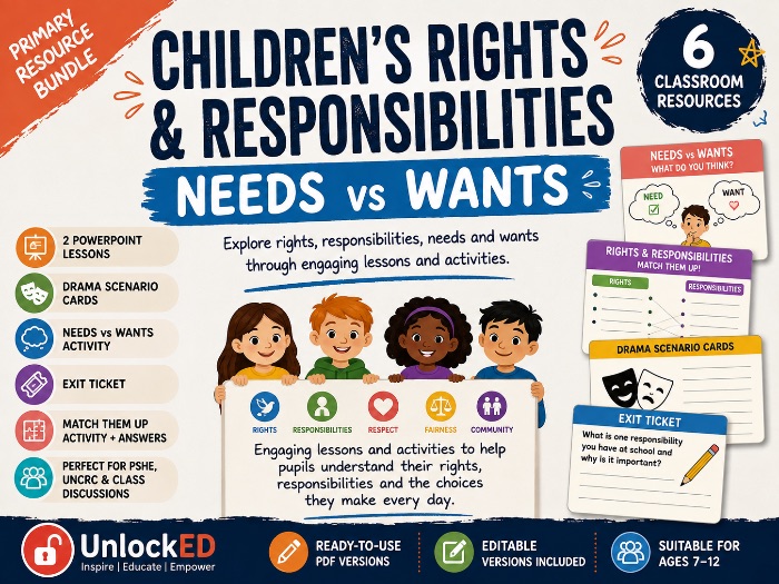 Children’s Rights & Responsibilities – Needs vs Wants | Primary Bundle