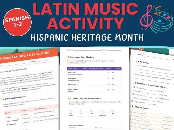 Ritmos Latinos: La Evolución – Latin Music History Spanish Worksheet | KS2 KS3 Hispanic Culture
