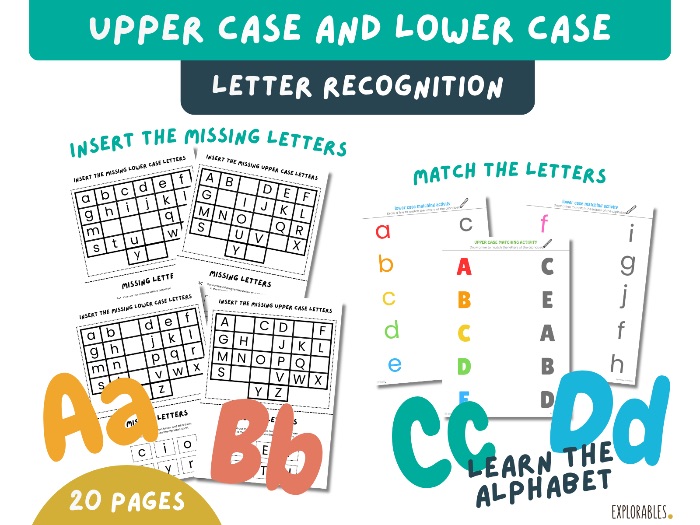 Upper Case Lower Case Recognition Matching Letters Of The Alphabet Insert Missing Letters Uppercase